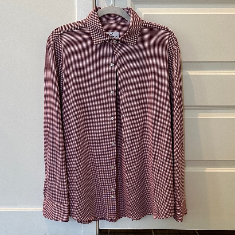 Mizzen+Main Burgundy Checkered Dress Shirt